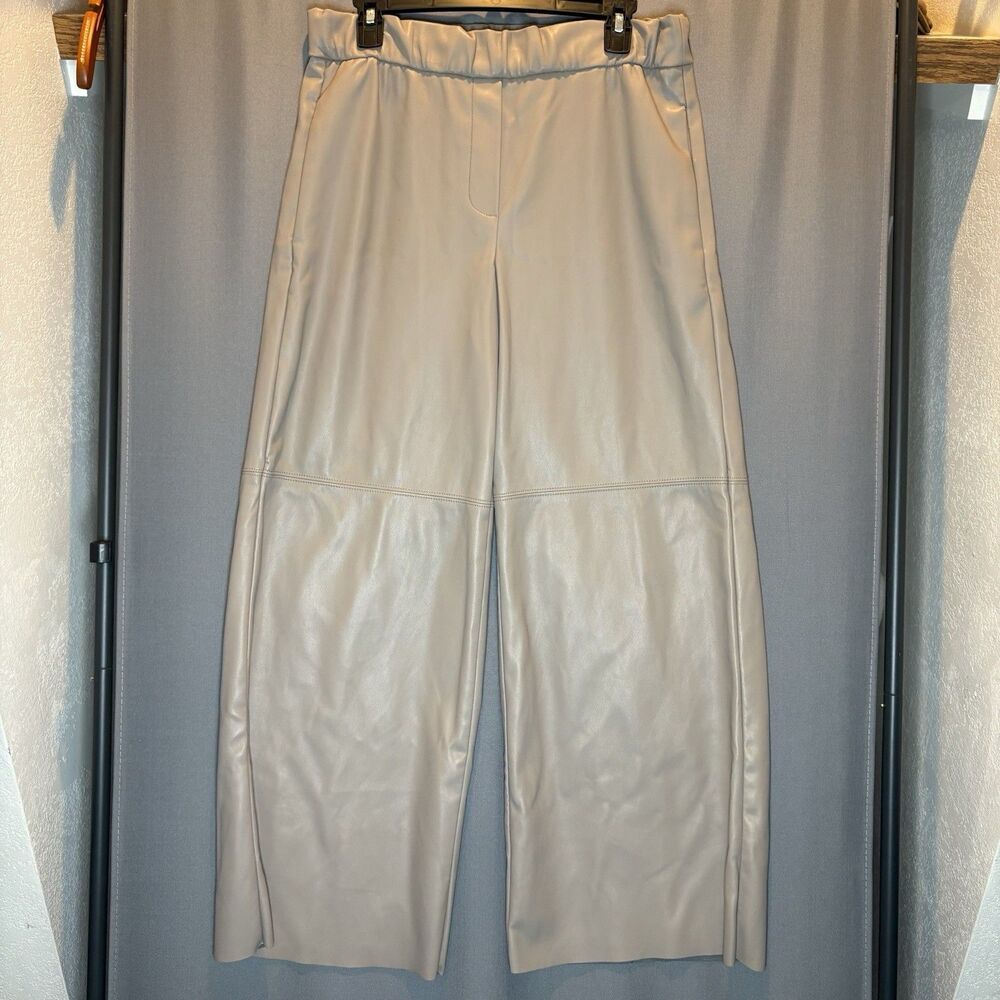 banana republic Vegan Leather Woman’s Wide Leg Size Med Beige